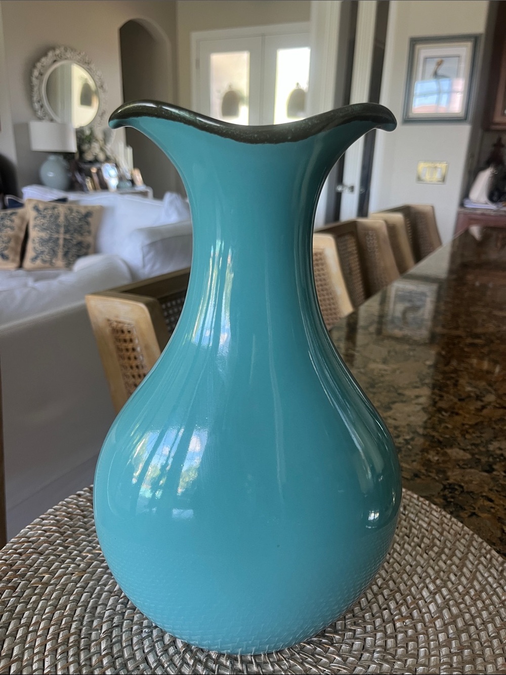NWOT Southern Living at Home Tuscan Tuscana Robins egg blue 80 ounce 12" Vase